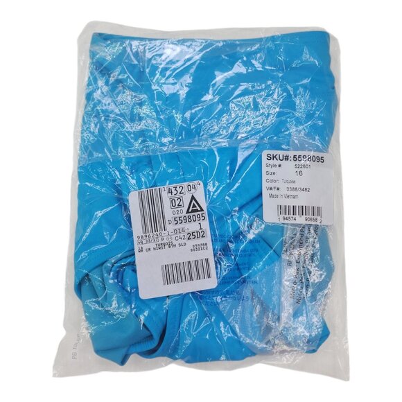 Lands End High Waisted Bikini Swim Bottoms Size 16 Turquoise Chlorine Resistant - Picture 9 of 10